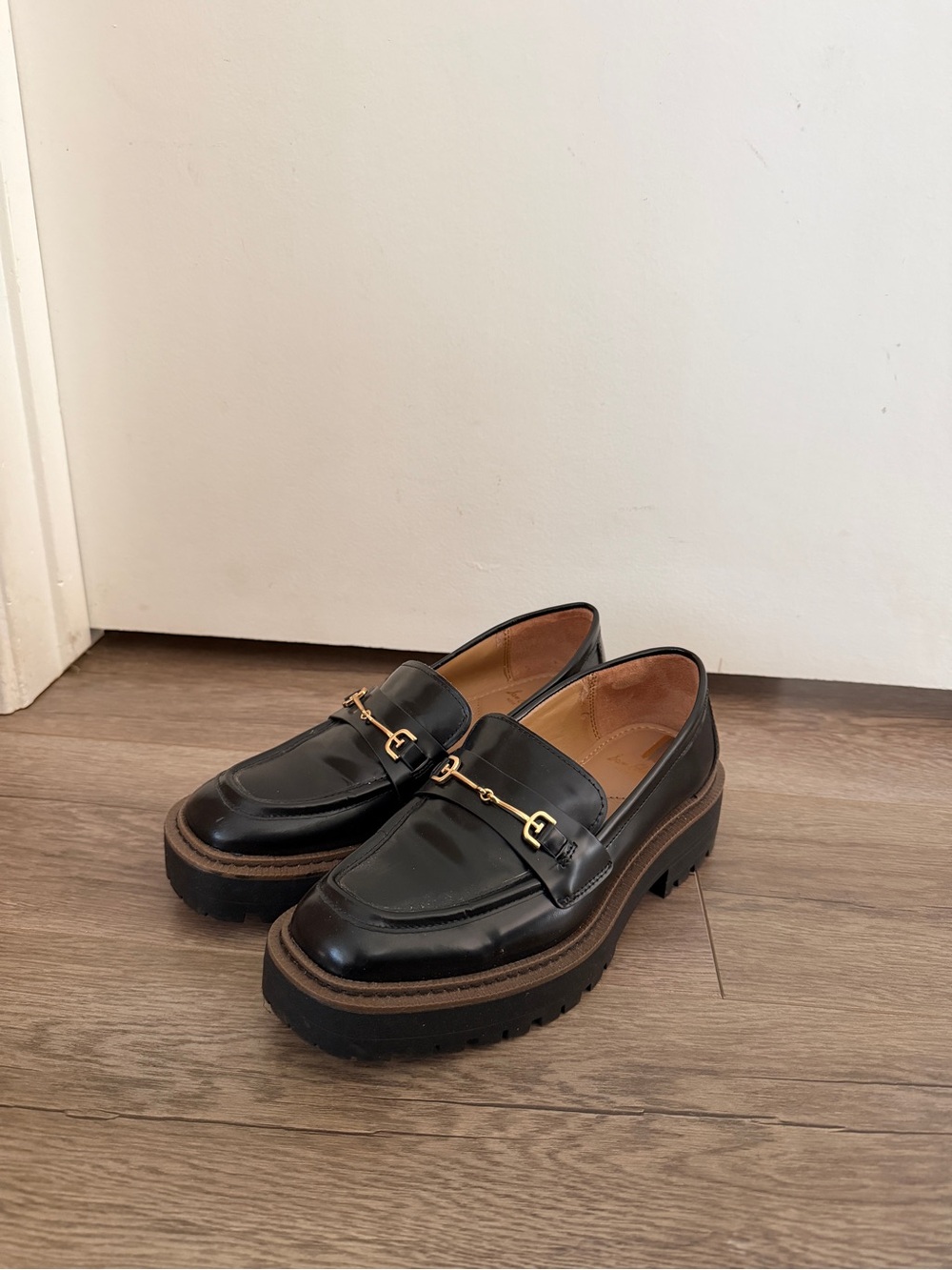 Sam Edelman Black Loafers Platform with Gold Bit